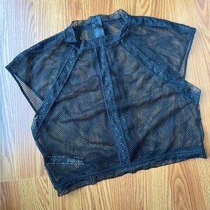 Victoria's Secret Sheer Black Lace Crop Top L